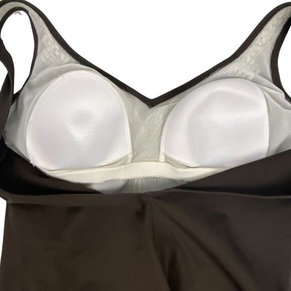 Christina Brown and White Embroidered One Piece Swim Suit - Picture 4 of 7